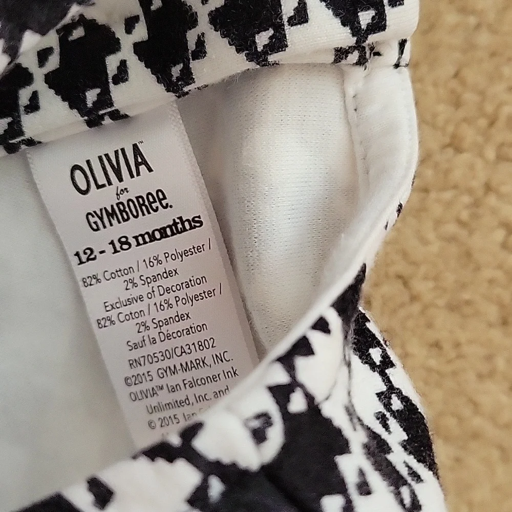 Olivia for Gymboree Dress 12-18 Months Black White Red Sleeveless Houndstooth